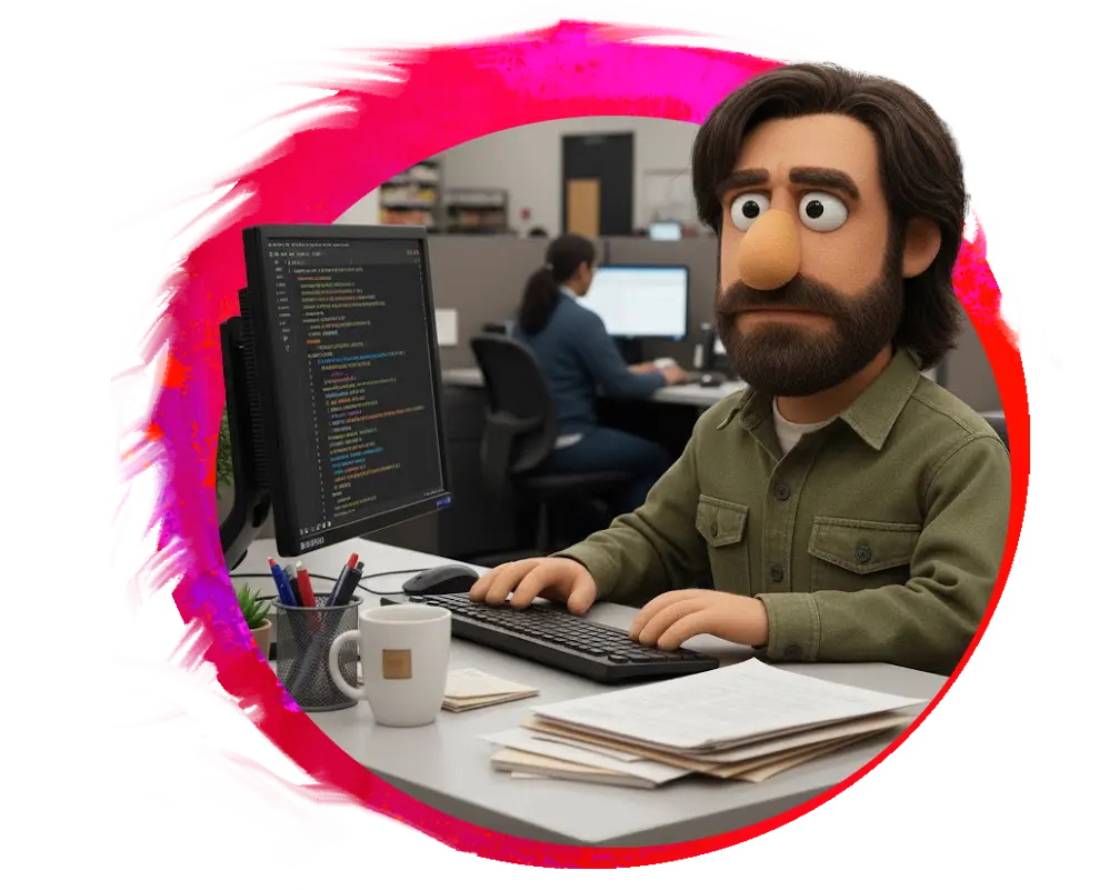 Darek Tatum at a desk